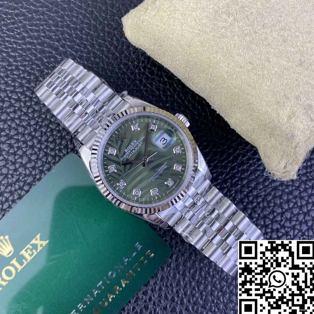 Clean Diamond Factory Datejust Steel Green 36MM Stainless Dial Rolex M126234 Motif Hourmarker 0524